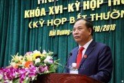 Bí thư Tỉnh ủy, Chủ tịch HĐND tỉnh Hải Dương Nguyễn Mạnh Hiển phát biểu tại Kỳ họp.