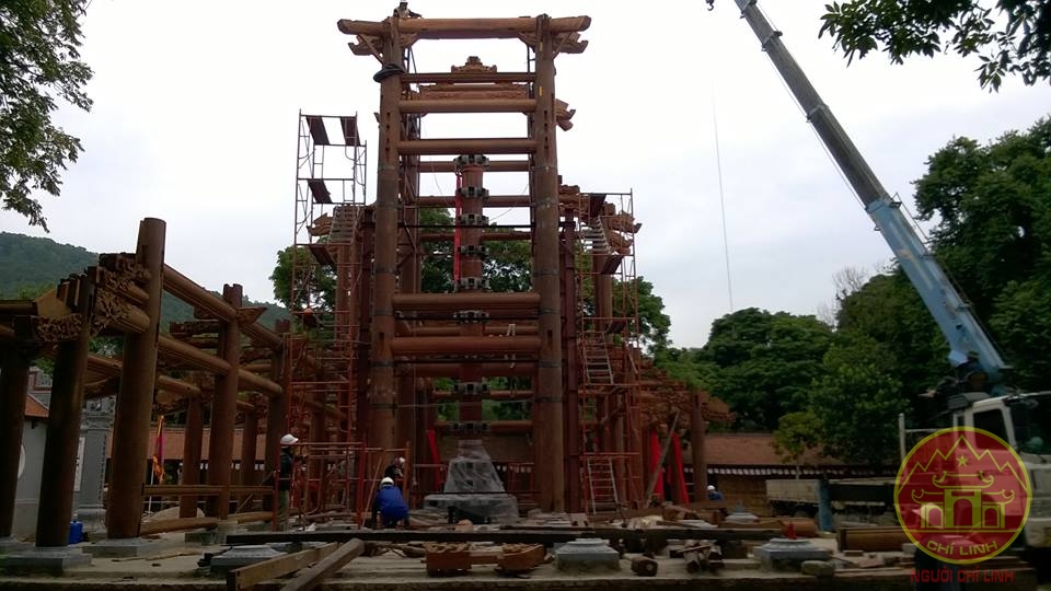 Tòa Cửu phẩm liên hoa chùa Côn Sơn đang được gấp rút hoàn thành